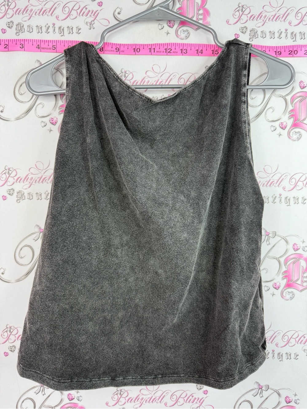 SHEIN tank top tie up back Washed Gray Scoop Neck Tank